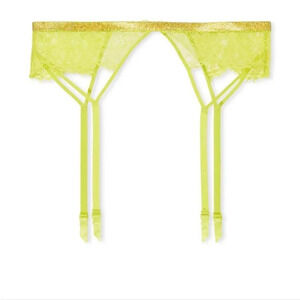 Victoria's Secret Limelight Shine Strap Lace Garter Belt & Lace Panty Size M